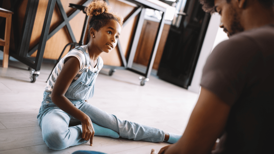 Family talking about mental health together